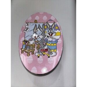 1998 Looney Tunes Egg Shaped Tin Bugs Bunny easter vintage gift